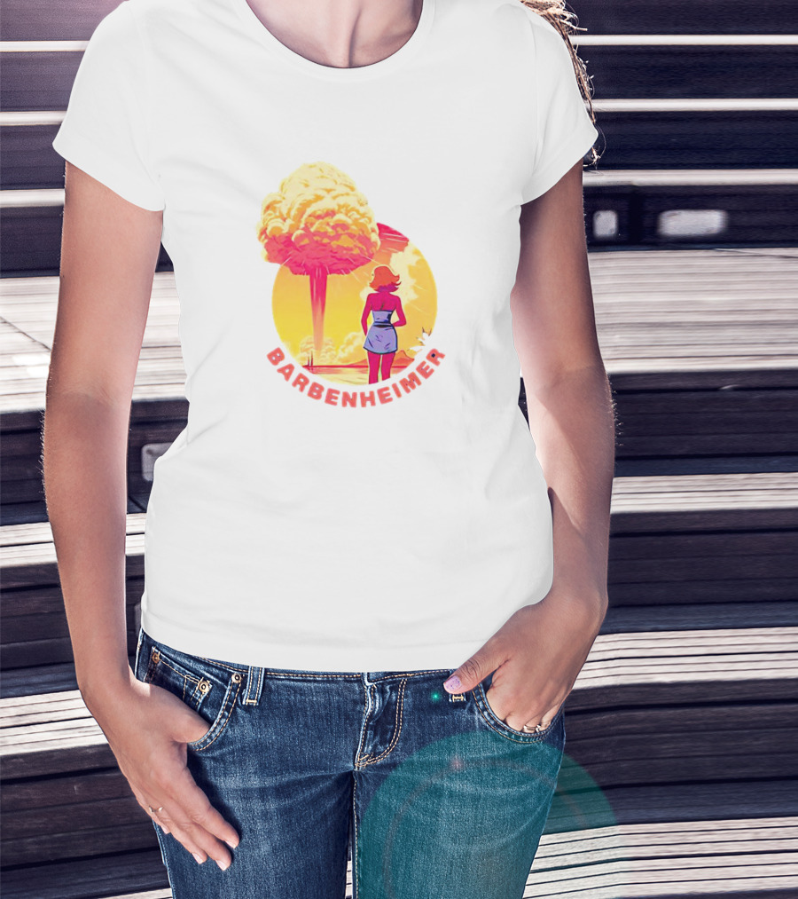Barbie Oppenheimer Barbenheimer Sunset Silhouette Explosion T-Shirt
