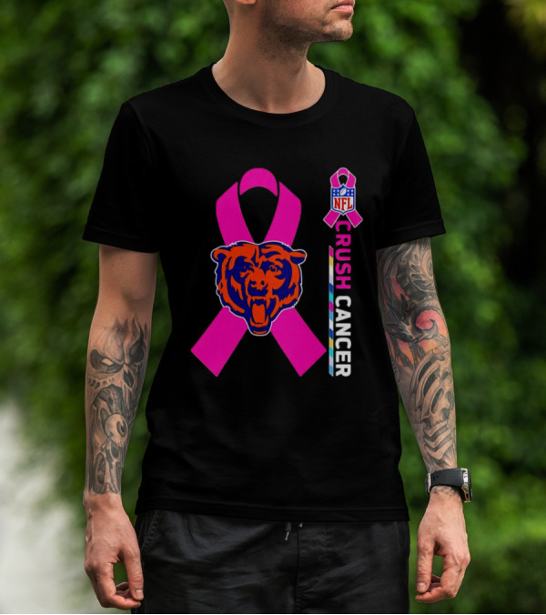 Chicago Bears NFL Pink Ribbon Crush Cancer T-Shirt