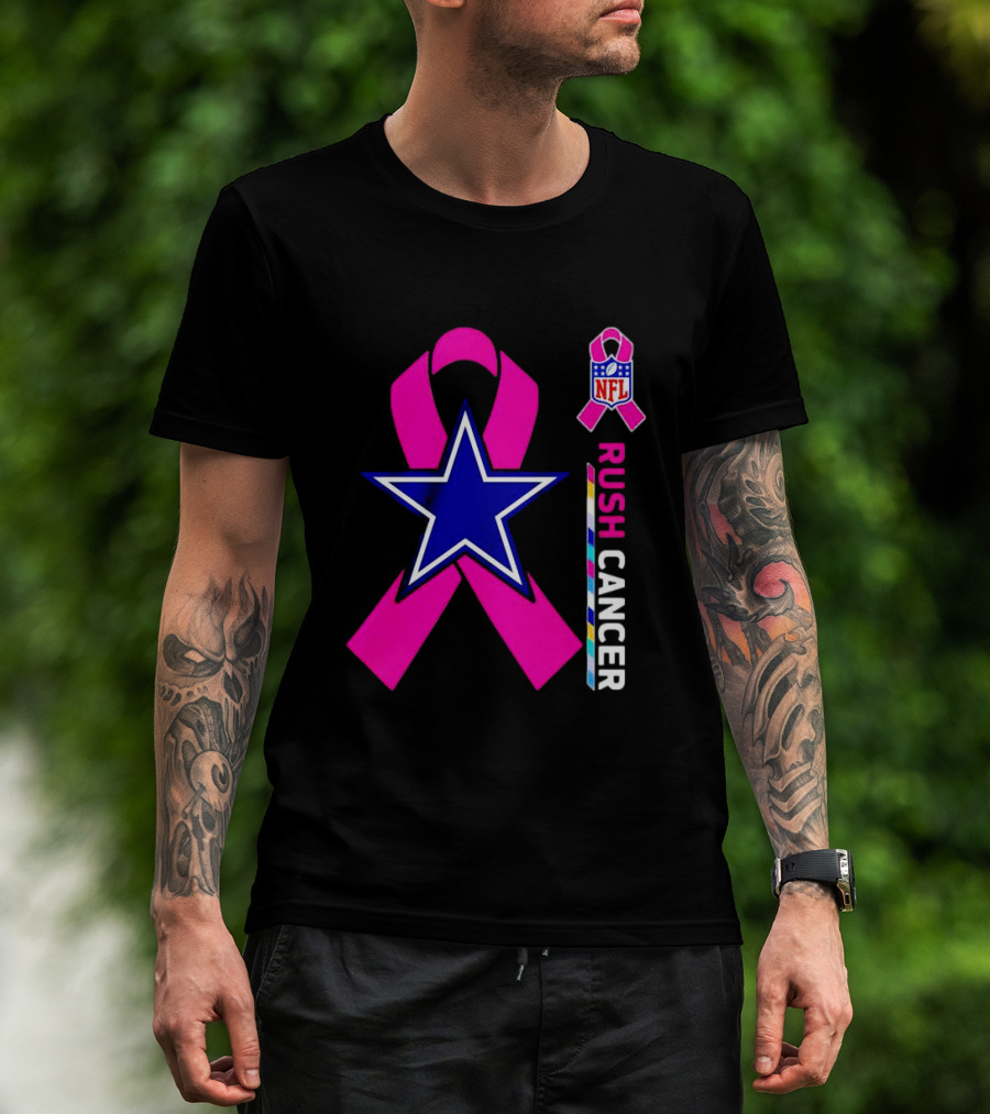 Dallas Cowboys NFL Rush Cancer Pink Ribbon Star T-Shirt