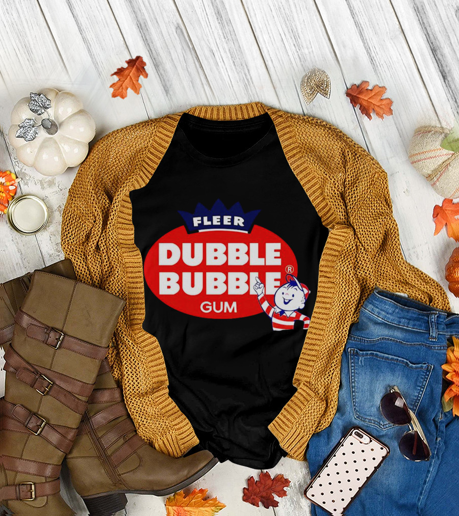 Fleer Dubble Bubble Gum Classic Logo with Character in Striped T-Shirt
