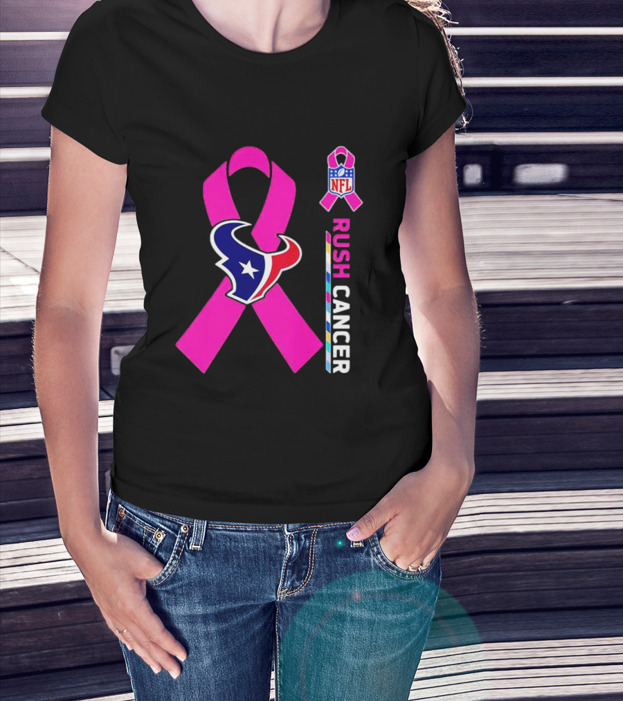 Houston Texans NFL Rush Crush Cancer Pink T-Shirt