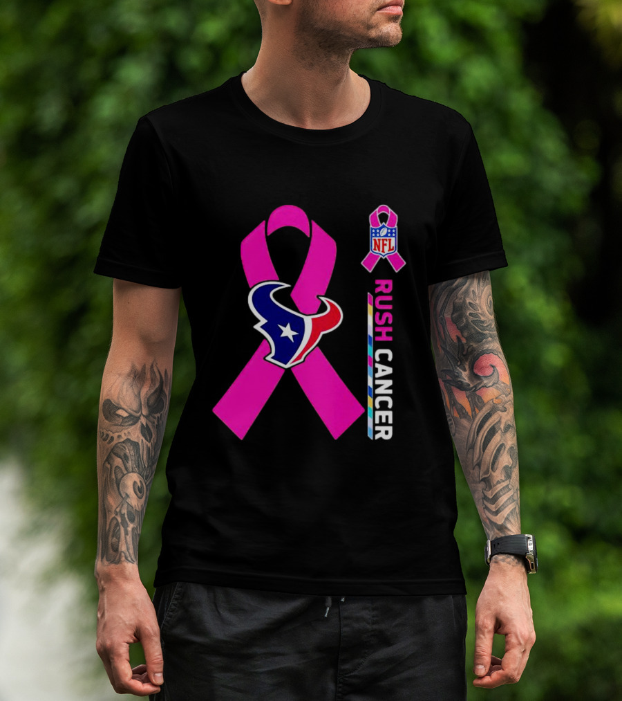 Houston Texans NFL Rush Crush Cancer Pink T-Shirt