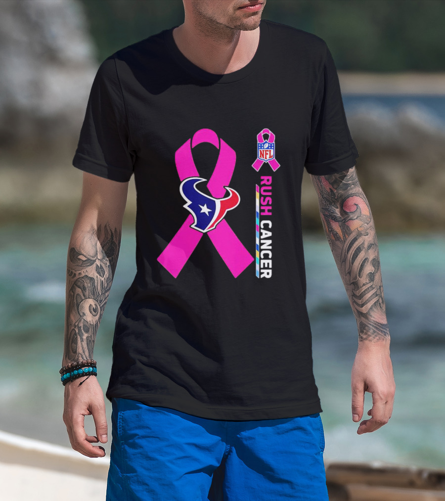 Houston Texans NFL Rush Crush Cancer Pink T-Shirt
