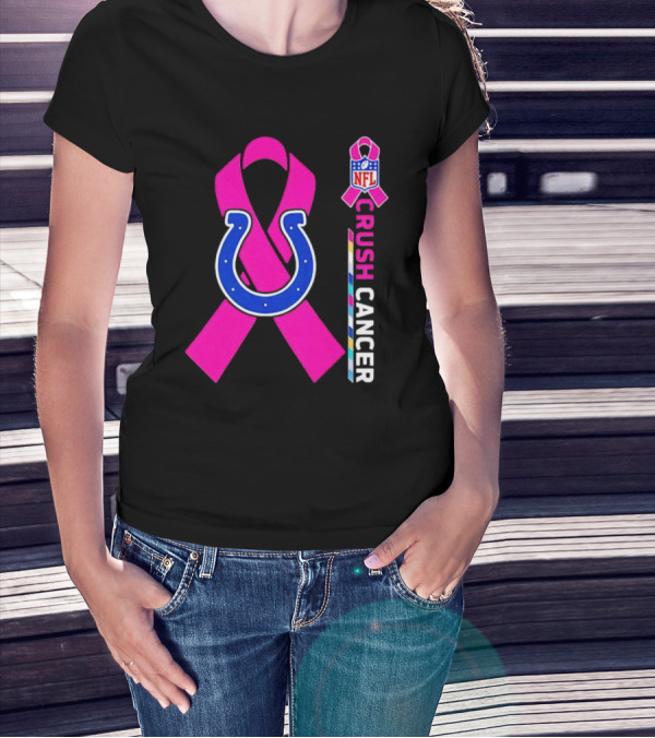 Indianapolis Colts NFL Pink Ribbon Crush Cancer T-Shirt