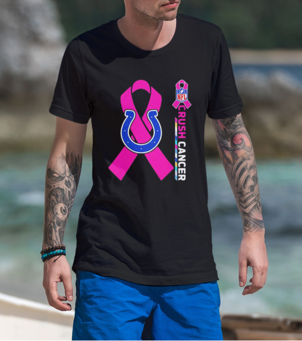 Indianapolis Colts NFL Pink Ribbon Crush Cancer T-Shirt