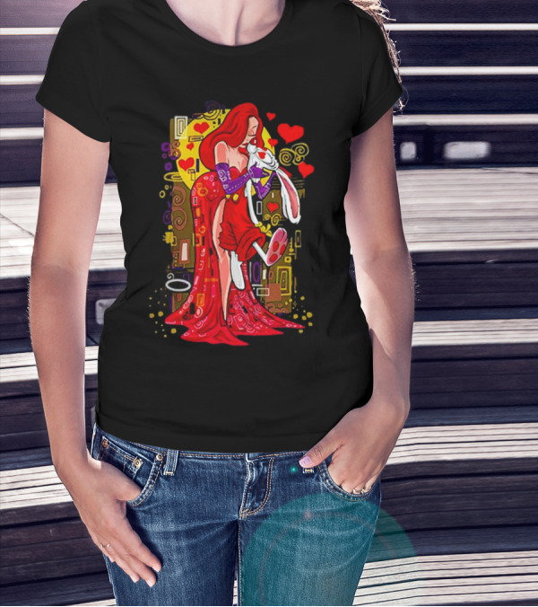 Jessica Rabbit Roger Rabbit Gustav Klimt The Kiss Cartoon Hearts T-Shirt
