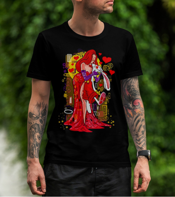 Jessica Rabbit Roger Rabbit Gustav Klimt The Kiss Cartoon Hearts T-Shirt