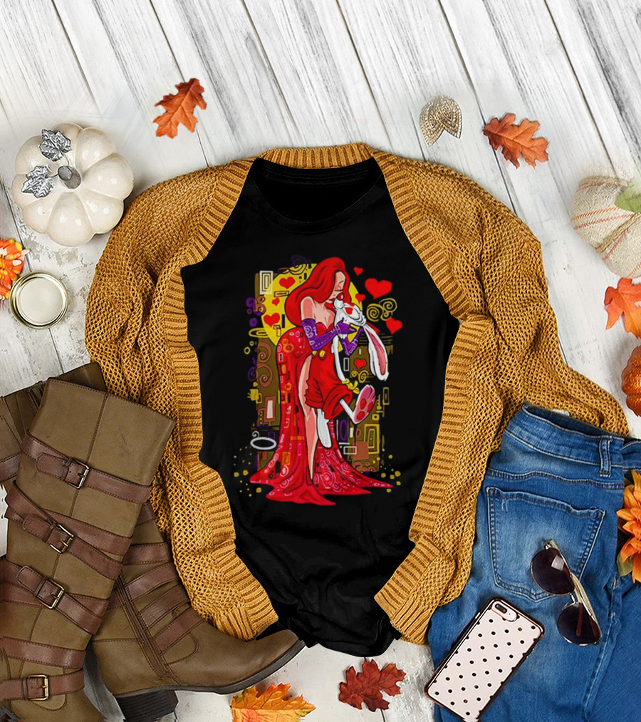 Jessica Rabbit Roger Rabbit Gustav Klimt The Kiss Cartoon Hearts T-Shirt