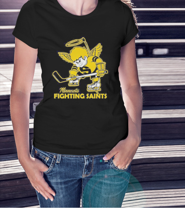 Minnesota Fighting Saints Hockey Mascot Vintage T-Shirt