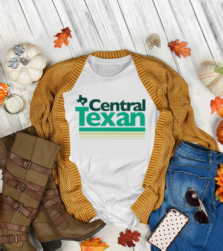 Central Texan Texashumor Texas Map Icon Bold Green Text T-Shirt