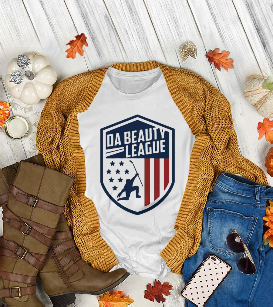 Happy Independence Day Da Beauty League Hockey Patriotic Shield T-Shirt
