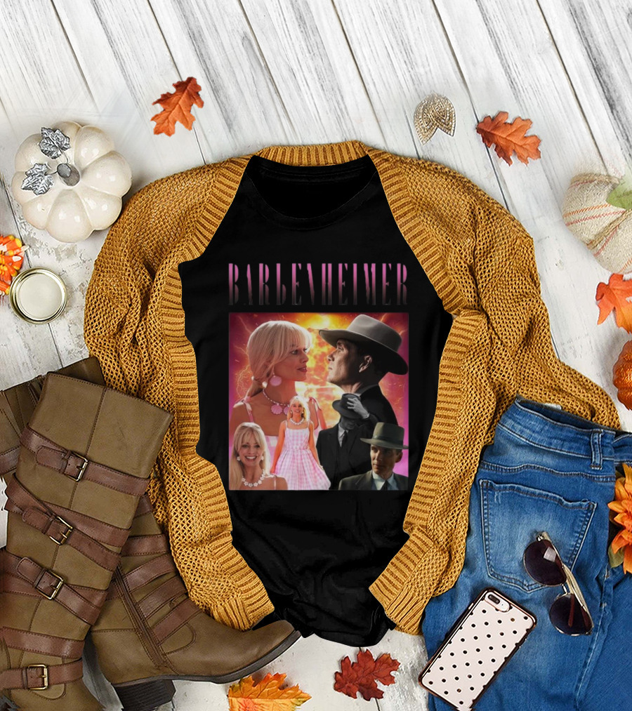 Barbenheimer Fusion of Characters with Retro Style Elements T-Shirt