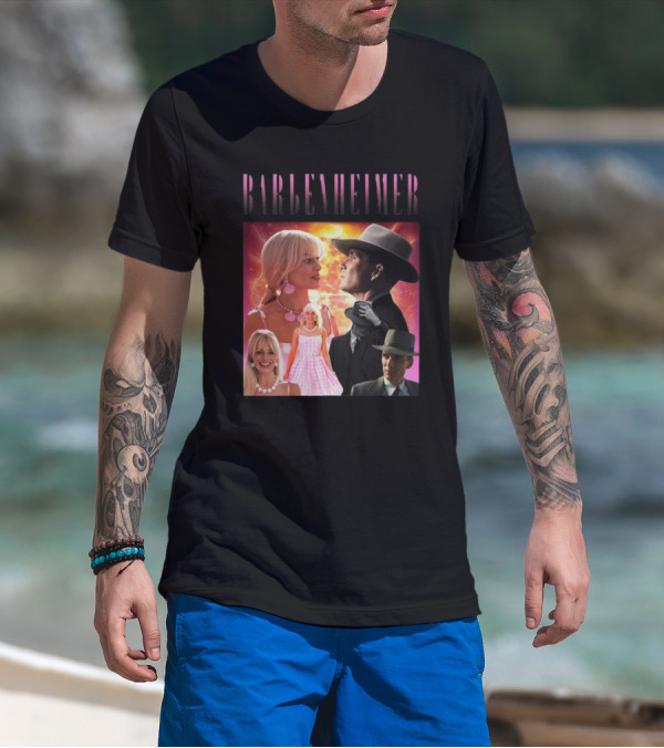 Barbenheimer Fusion Of Characters With Retro Style Elements T-Shirt