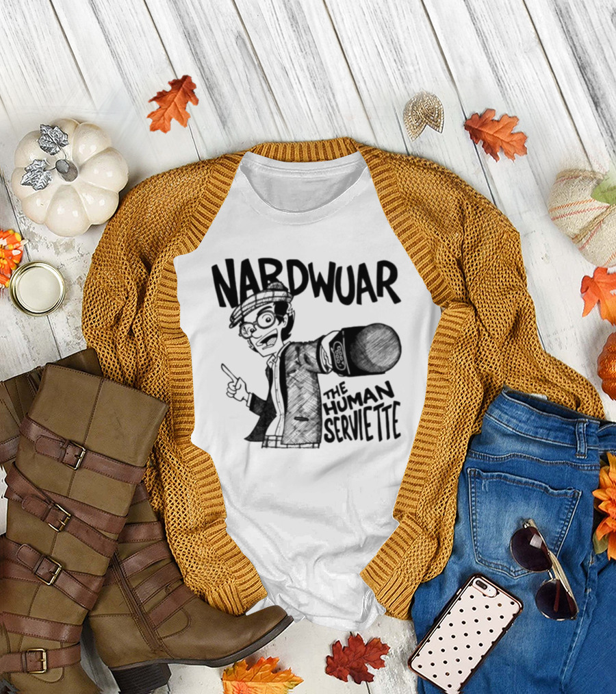 Nardwuar The Human Serviette Cartoon Character with Mic T-Shirt