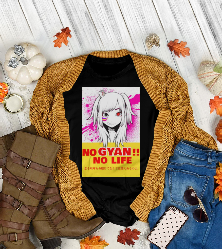 No Gyan No Life Manga Art with Cute Girl and Splatter Background T-Shirt