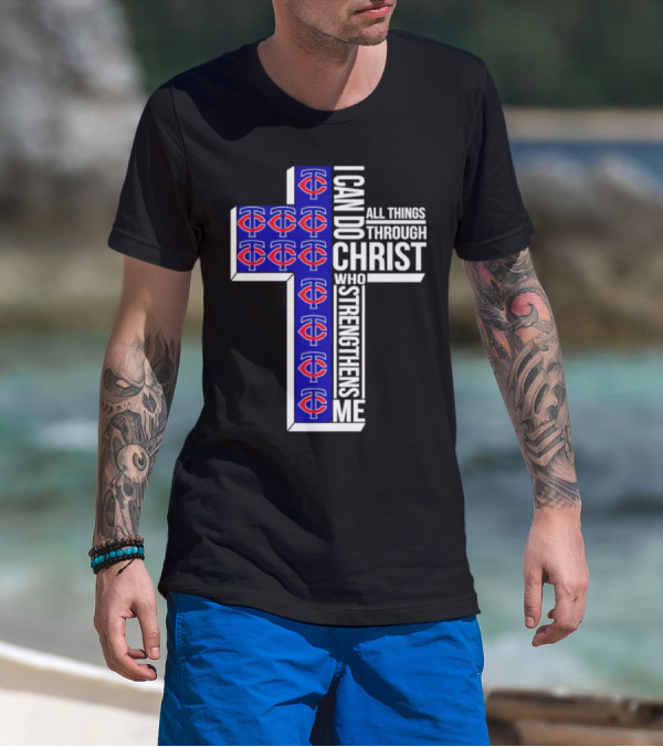 Minnesota Twins I Can Do All Things Through Christ Who Strengthens Me Cross T-Shirt