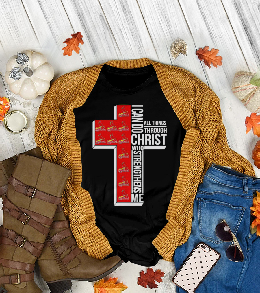 St. Louis Cardinals I Can Do All Things Through Christ Who Strengthens Me Cross T-Shirt