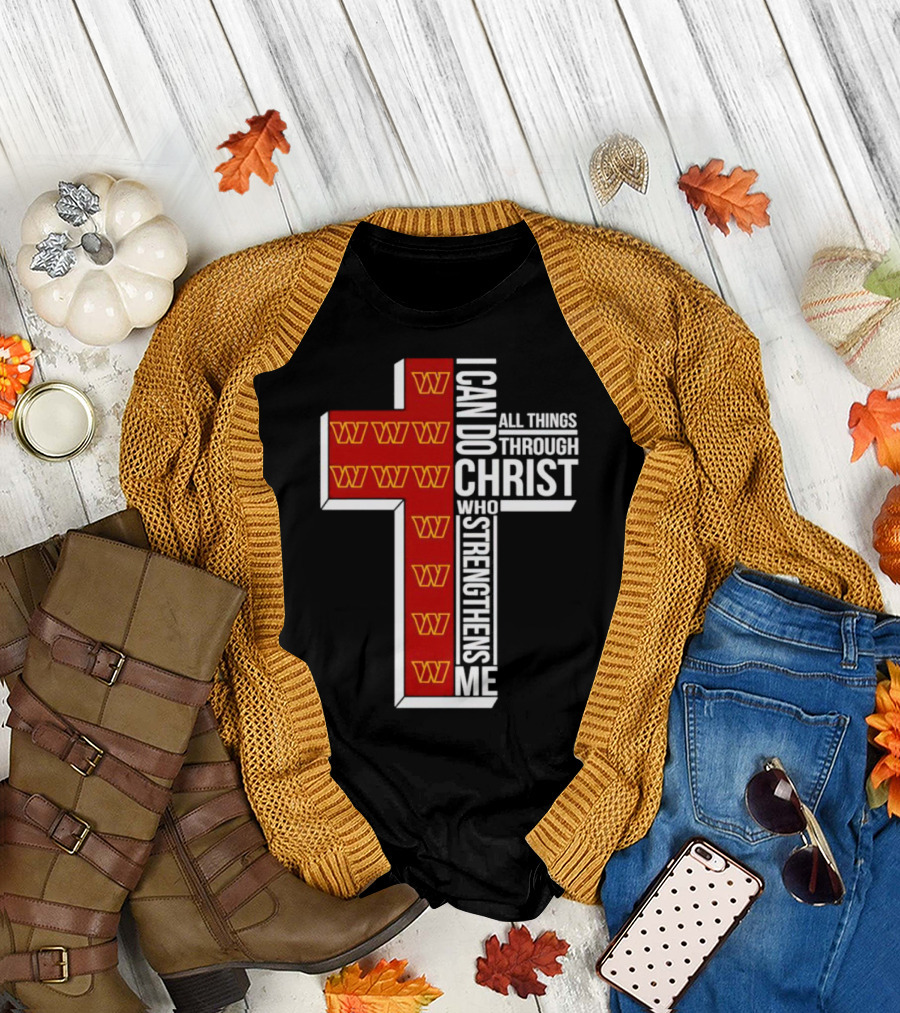 Washington Commanders I Can Do All Things Through Christ Who Strengthens Me Cross T-Shirt