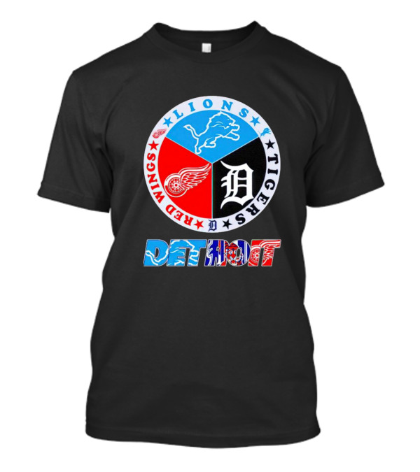 Lions Red Wings Tigers Detroit Circle T-Shirt