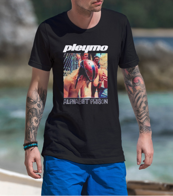 Pleymo Alphabet Prison Helmeted Figure By Fence T-Shirt