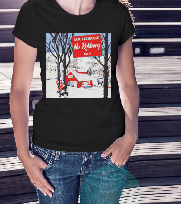 Fair Exchange No Robbery 227 Ml Winter Scene With Red Barn T-Shirt