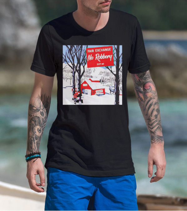 Fair Exchange No Robbery 227 Ml Winter Scene With Red Barn T-Shirt
