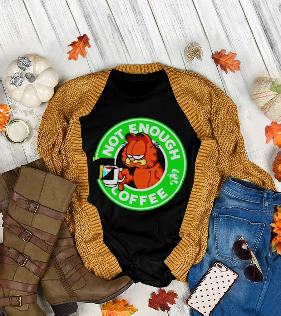 Garfield Not Enough Coffee Circular Green Badge Mood T-Shirt