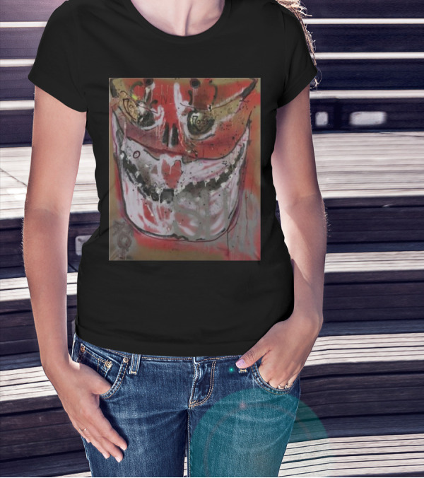 Arca1000000 ^3 Ss Grinning Skull Artwork With Splattered Colors T-Shirt
