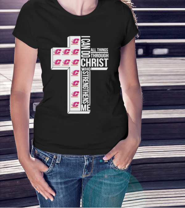 Central Michigan Chippewas I Can Do All Things Through Christ Who Strengthens Me Cross T-Shirt