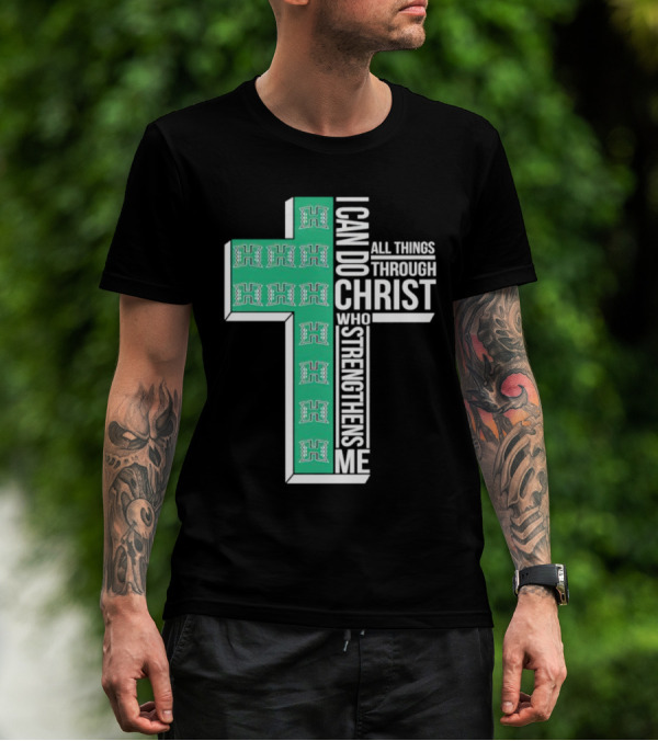 Hawaii Rainbow Warriors ‘I Can Do All Things Through Christ Who Strengthens Me’ Cross T-Shirt