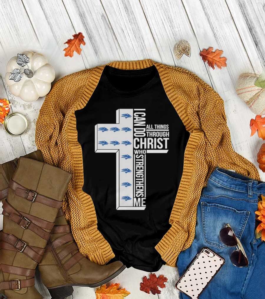 Nevada Wolf Pack I Can Do All Things Through Christ Who Strengthens Me Cross T-Shirt