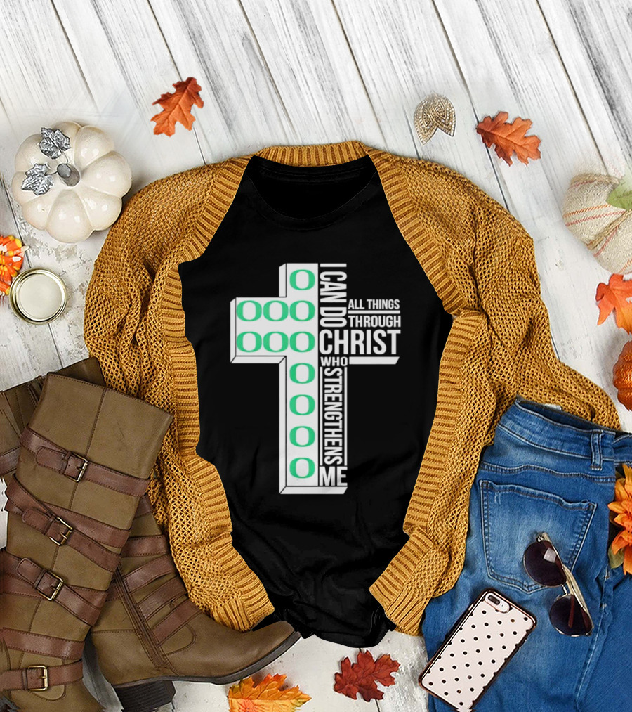 Oregon Ducks Cross I Can Do All Things Through Christ Who Strengthens Me T-Shirt