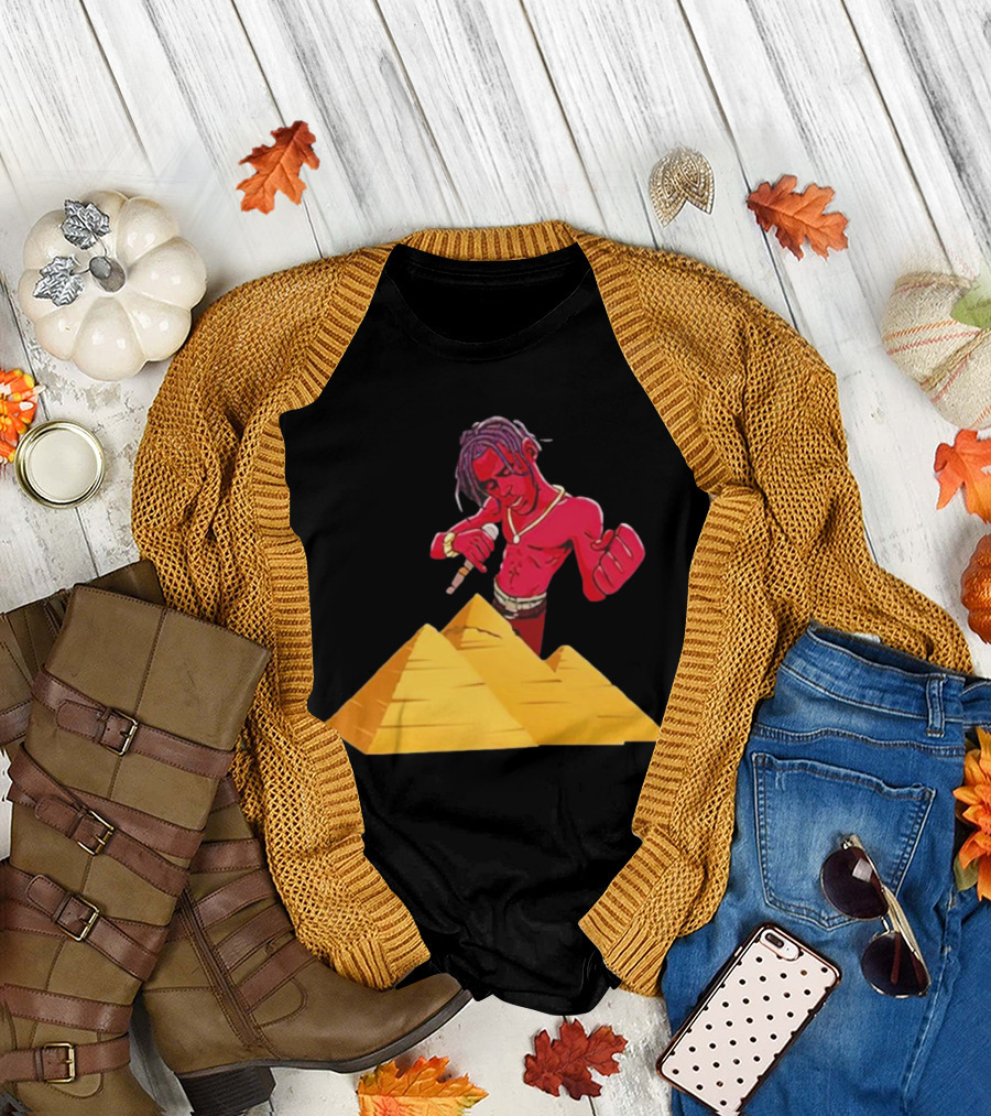 Travis Scott Pyramids Cartoon Red Figure Pyramid T-Shirt