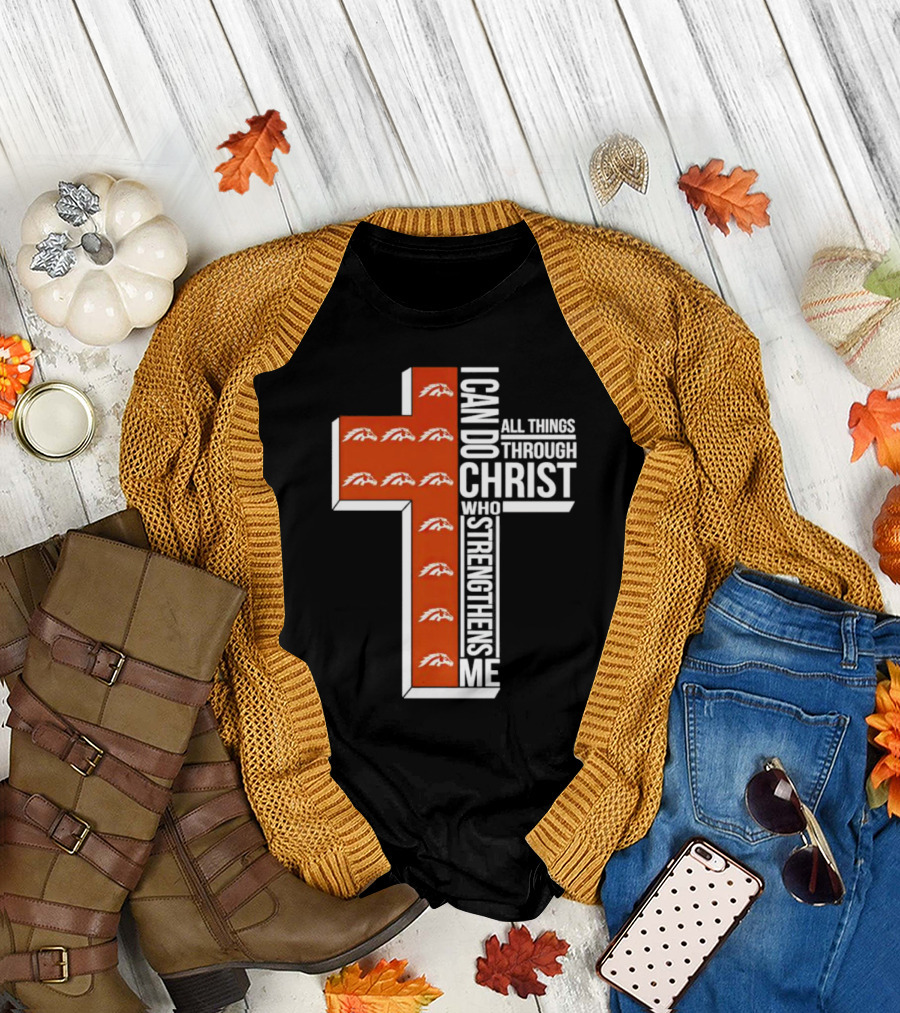 Western Michigan Broncos I Can Do All Things Through Christ Who Strengthens Me Cross T-Shirt