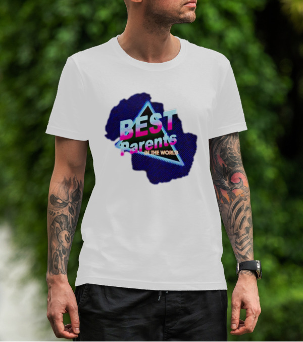 BEST Parents IN THE WORLD Retro Neon Triangle T-Shirt