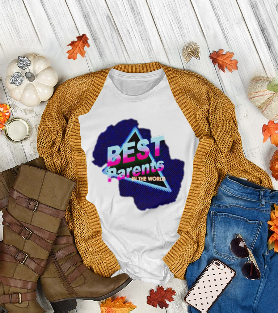 BEST Parents IN THE WORLD Retro Neon Triangle T-Shirt