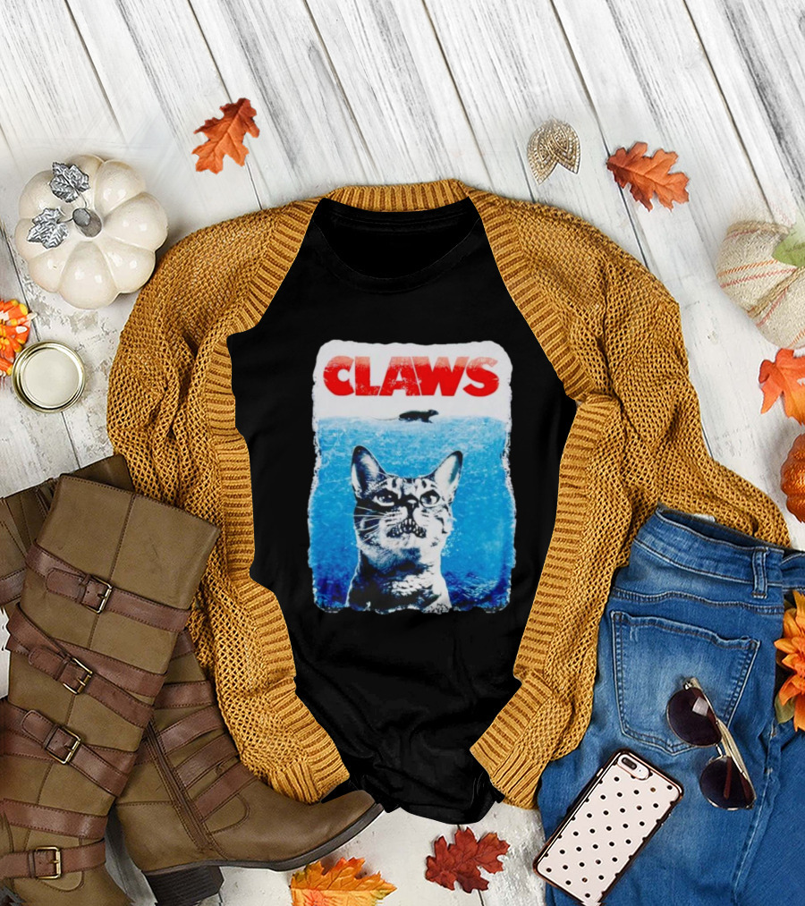 Claws Parody Cat with Fish Underwater T-Shirt