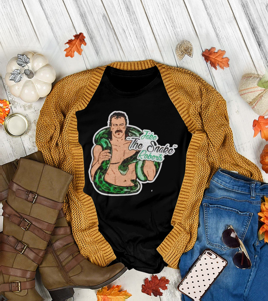 Jake the Snake Roberts Holding Green Serpent T-Shirt