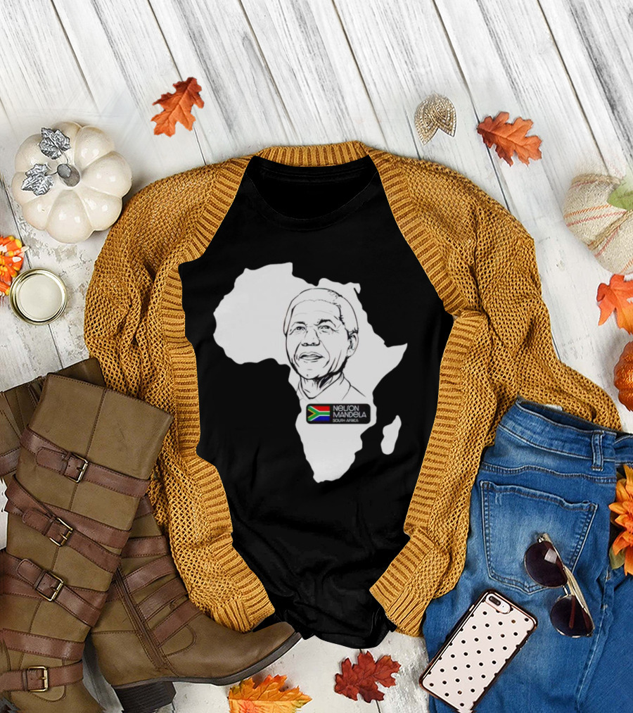 Nelson Mandela South Africa Flag Map T-Shirt