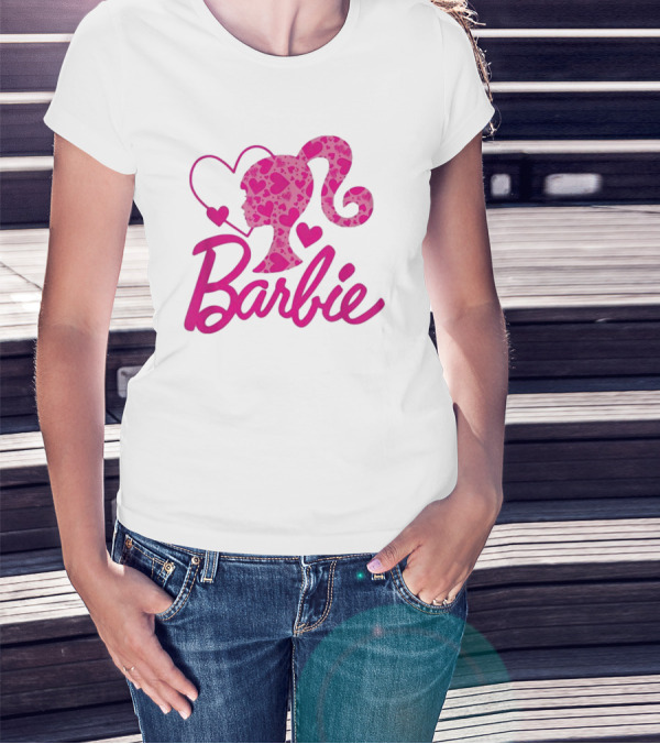 Barbie Heart Silhouette Pink T-Shirt