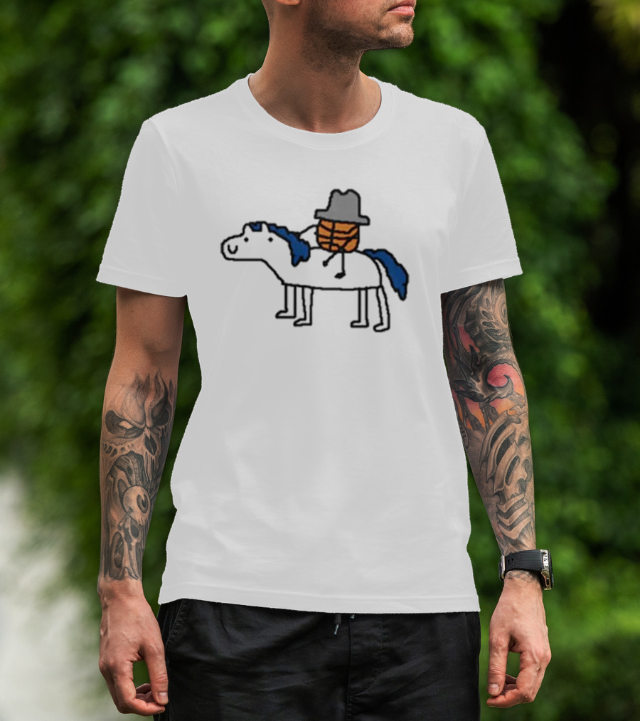 Mavs Cowboy Basketball Riding Blue-Mane Horse T-Shirt