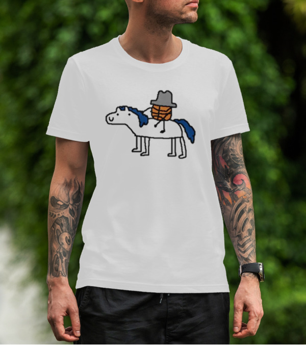 Mavs Cowboy Basketball Riding Blue-Mane Horse T-Shirt