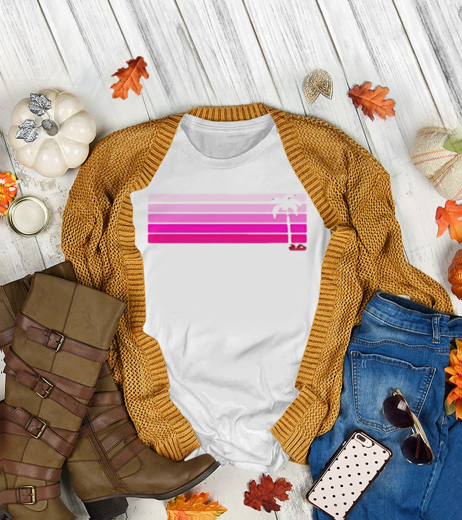 Barbie the Movie Pink Palm Stripe Retro T-Shirt