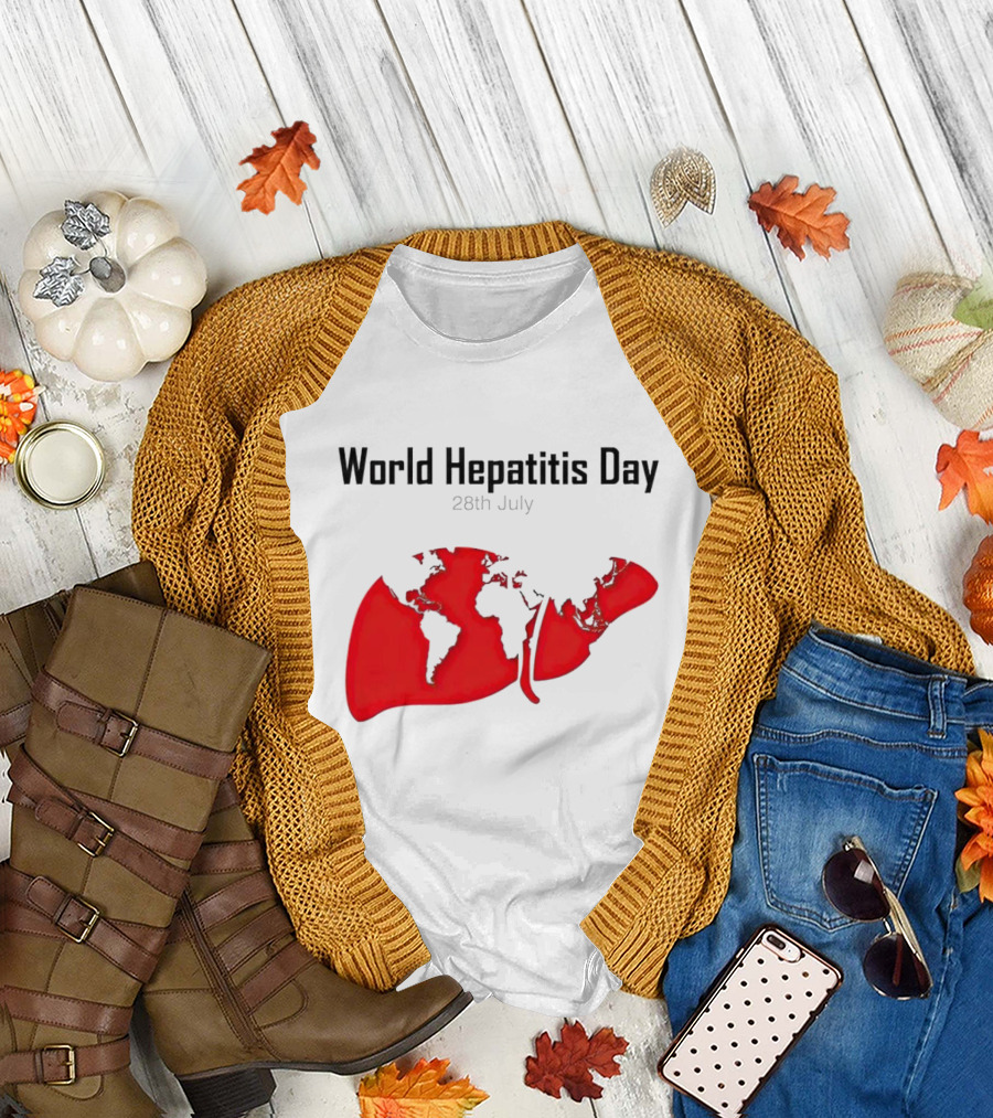 World Hepatitis Day 28th July Red Liver Map T-Shirt