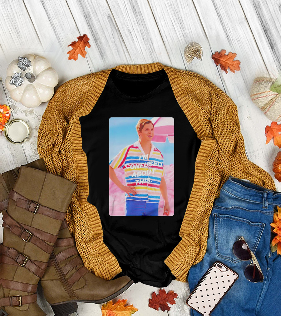 Barbie Allan I'm Confused About This Text Retro Striped T-Shirt