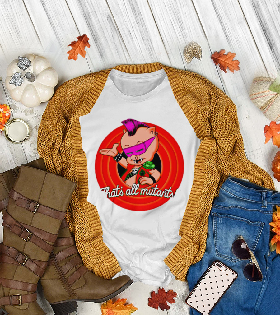 Bebop That's All Mutants Teenage Punk Pig Character in Red Circle T-Shirt
