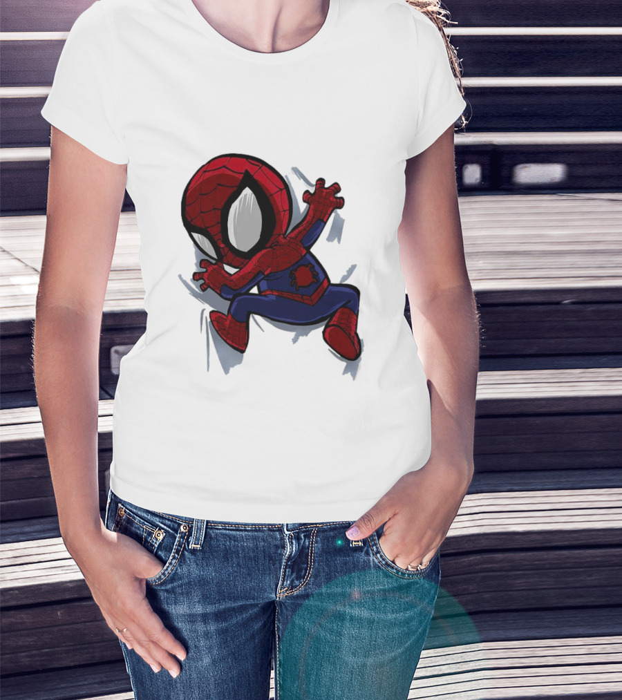 Portable Spider-Man Chibi Clinging Action T-Shirt