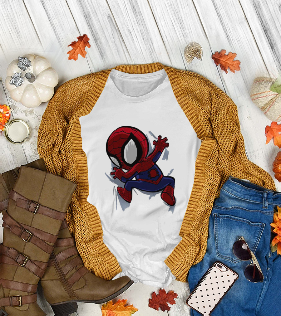 Portable Spider-Man Chibi Clinging Action T-Shirt