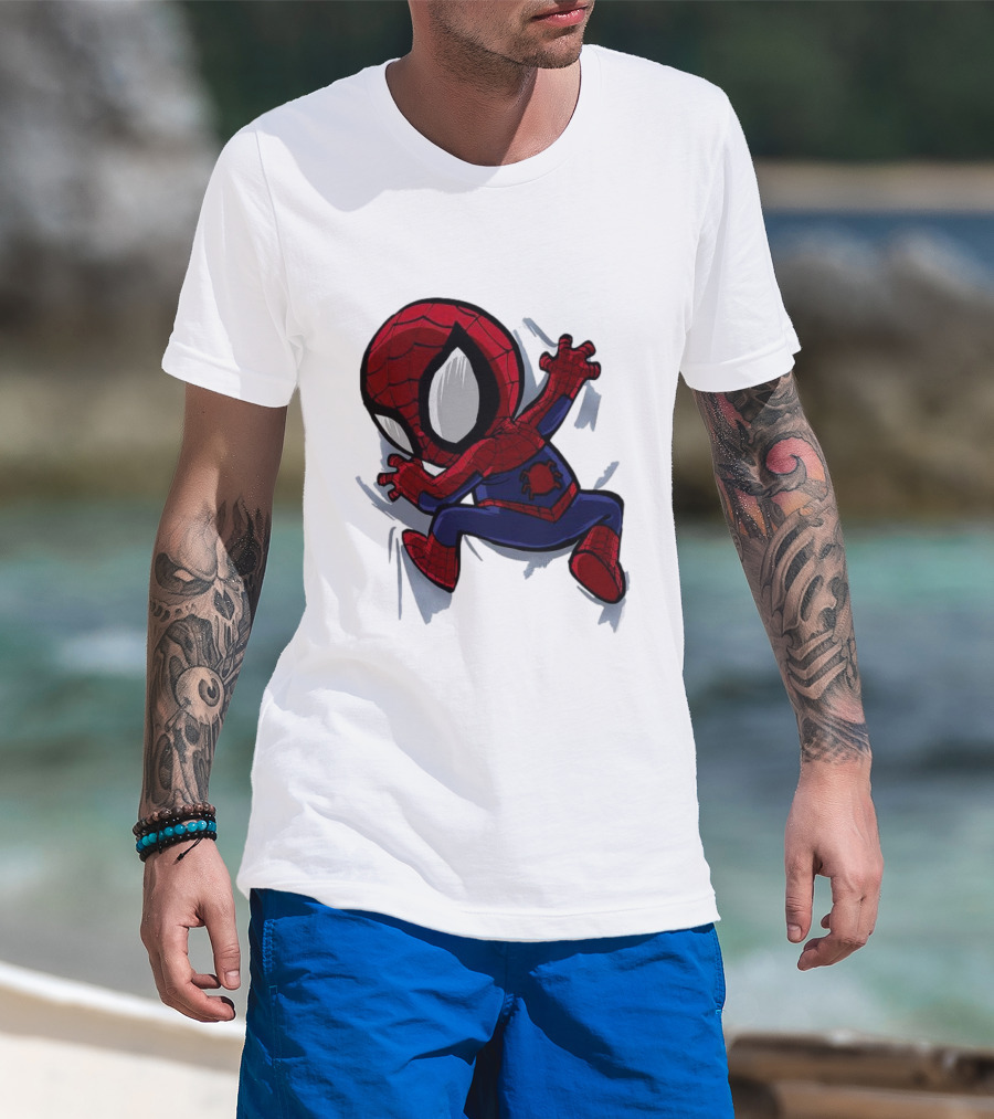 Portable Spider-Man Chibi Clinging Action T-Shirt