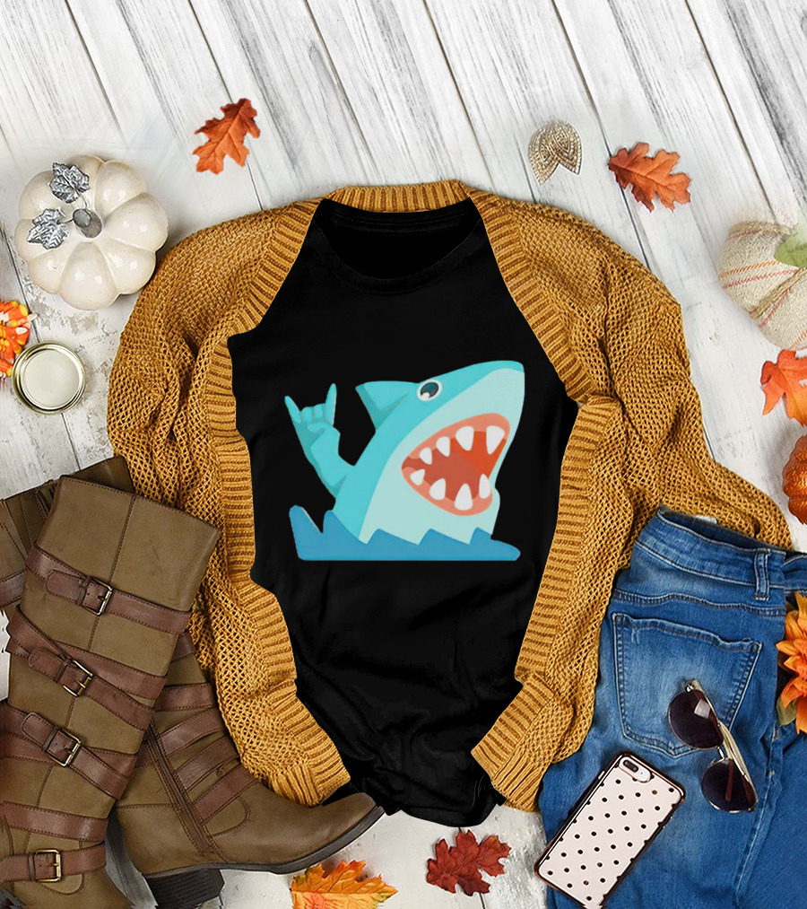 Shark Devil Horns Rock Gesture T-Shirt